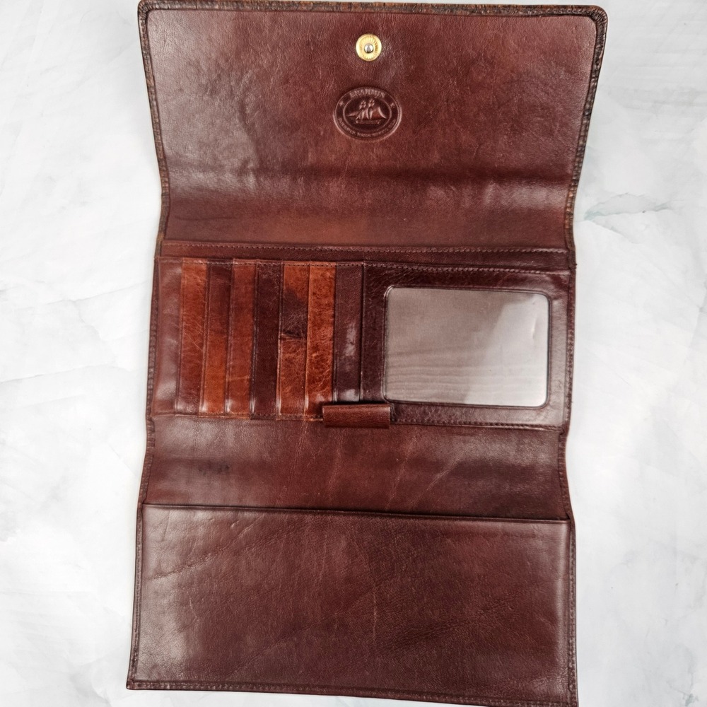 Brahmin Tuscan Croc leather wallet, two toned brown checkbook vintage wallet - Picture 4 of 10